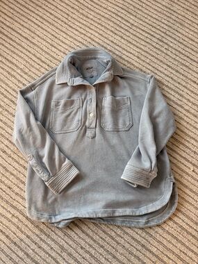 aerie Blue Relaxed Pullover Polo Sweatshirt
